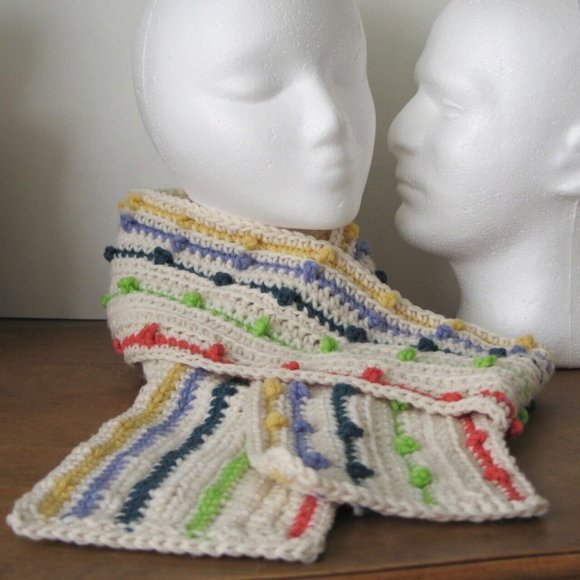 Long Striped Scarf off-white/multicolor men women - Picture 7 of 13